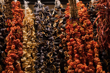 Dried vegetables on Egyptian Bazaar in Istanbul. Turkey - 738710491