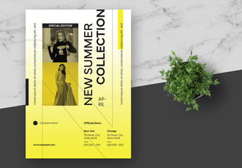 White and Yellow Fashion Collection Expessive Typography Flyer