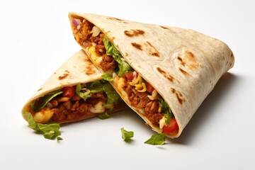 Quick Crunch Wrap , white background, fast food.