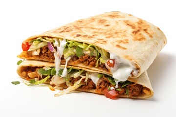 Quick Crunch Wrap , white background, fast food.