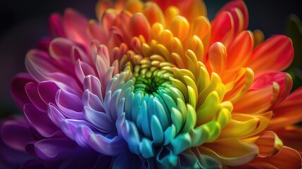 Vibrant Multi-Colored Chrysanthemum Close-Up