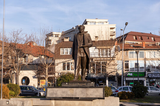 Bronze statue of Ibrahim Rugova in Pristina, Kosovo