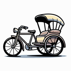 Fototapeta na wymiar antique pedicab with three wheels cartoon icon illustration