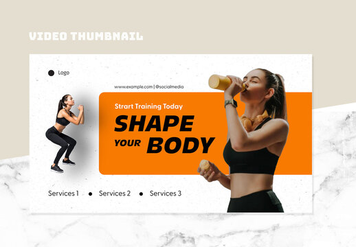 Black and Orange Fitness YouTube Thumbnail