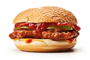 Speedster Sausage McMuffin , white background, fast food.