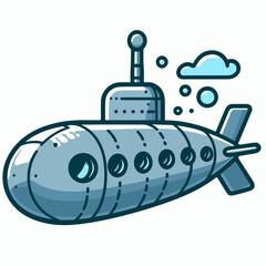 submarine undersea warship cartoon icon illustration