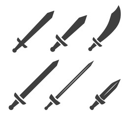 Sword set. Flat vector illustration. White background.