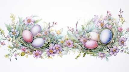 easter eggs in floral wreath