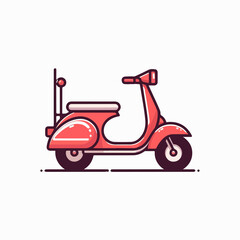 cute red scooter motorcycle cartoon icon illustration