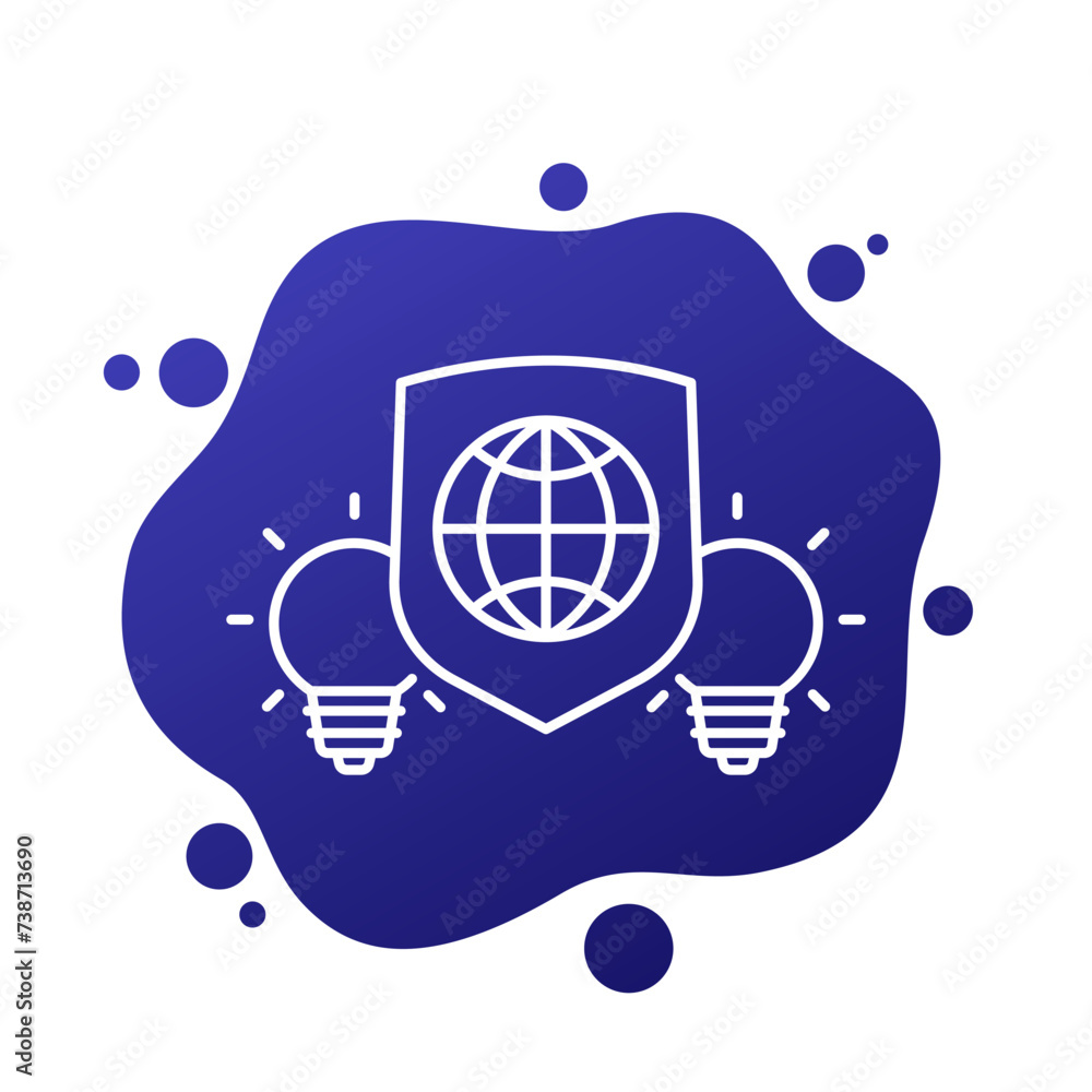 Canvas Prints global patent protection icon in line design