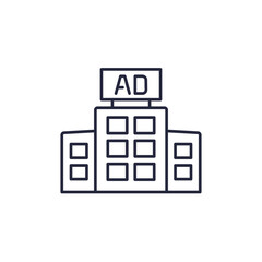 Rooftop advertising line icon on white