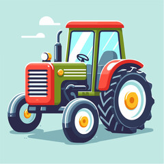 big tire farm tractor machine cartoon icon illustration