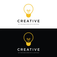 Simple light bulb logo template design with creative idea.