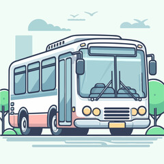 public transportation bus cartoon icon illustration