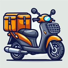 package delivery matic motorcycle cartoon icon illustration