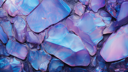 Obraz premium Piękne błyszczące tło z kamieniami szlachetnymi z niebieskimi kawałkami szkła, z odbiciem lustrzanym