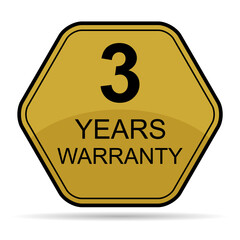 Three years warranty shadow icon, badge seal guarantee certificate customer sign, stamp vector illustration