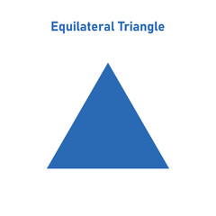 Properties of equilateral triangle in mathematics. Three sides with same length. Geometric shape. Science lessons for your classroom.