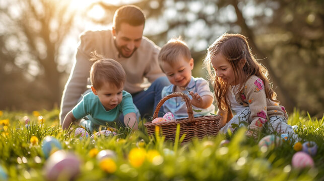 A family Easter-themed scavenger hunt, with clues leading to various locations, encouraging teamwork and excitement as families work together to solve the puzzle.