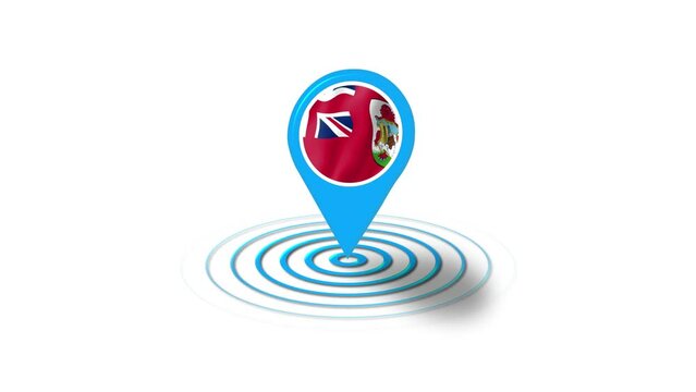 Bermuda flag icon 3d GPS location tracking animation in white background