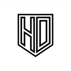 HD Letter Logo monogram shield geometric line inside shield isolated style design