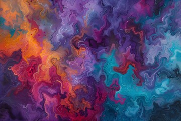 Vibrant Abstract Marbling Art with Colorful Swirls and Fluid Patterns for Creative Backgrounds or Wallpaper Design