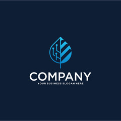 technology logo design with leaves