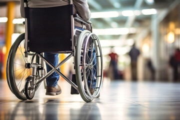 Fototapeta premium Person Sitting in Wheelchair Inside Building