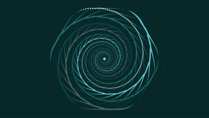 Rolgordijnen Abstract spiral dotted urgency vortex style round deep data cycle creative background. © Md