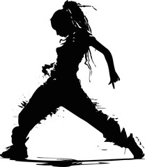 Danseuse hip hop - Silhouette noire en mouvement - frutiger metro 