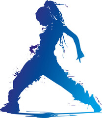 Danseuse hip hop - Silhouette dégradé bleus en mouvement - frutiger metro 