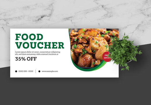 White and Green Modern Natural Food Voucher