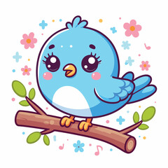 cute Bird cartoon vector on white background
