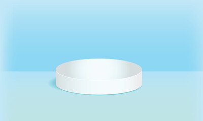 A white 3D cylinder podium serves as a sturdy and elegant platform with a minimalist cylindrical design, ideal for product displays