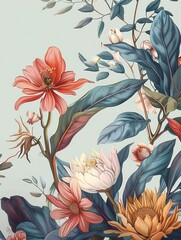 Flower floral pattern background, floral Art style vector