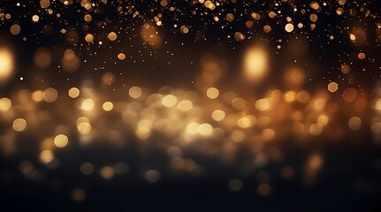 Abstract gold bokeh background and Christmas and New Year concept, Generative AI illustrations.