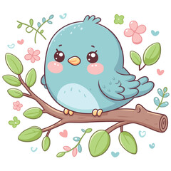 cute Bird cartoon vector on white background
