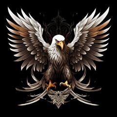 Heraldic eagles, falcons and hawks