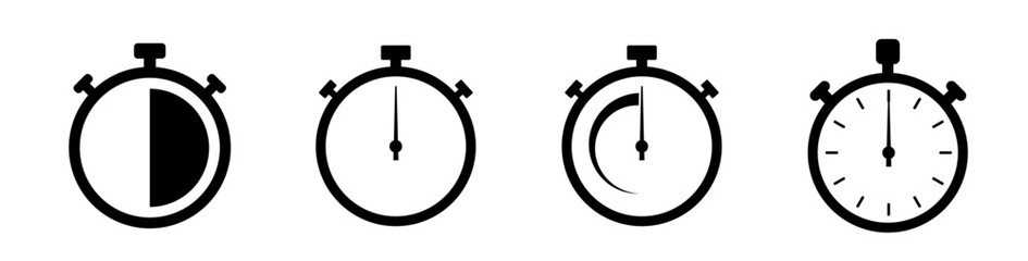 Timer vector icons. Countdown timer and stopwatch symbol flat. Vector illustration. - obrazy, fototapety, plakaty