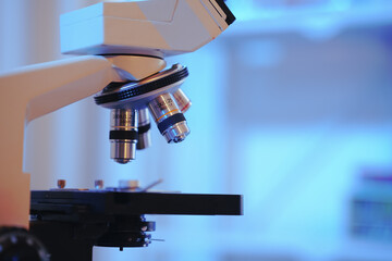 Explore the intricate world of science with close-up view through the microscope in modern...