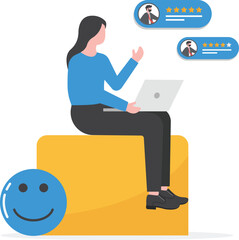 Customer review rating and opinion, feedback or survey based on experience quality from product and service

