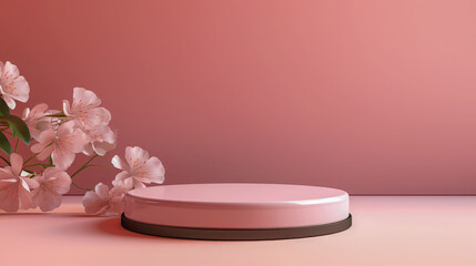 Obraz na płótnie Canvas Abstract 3D stage pink pastel minimalist background.
