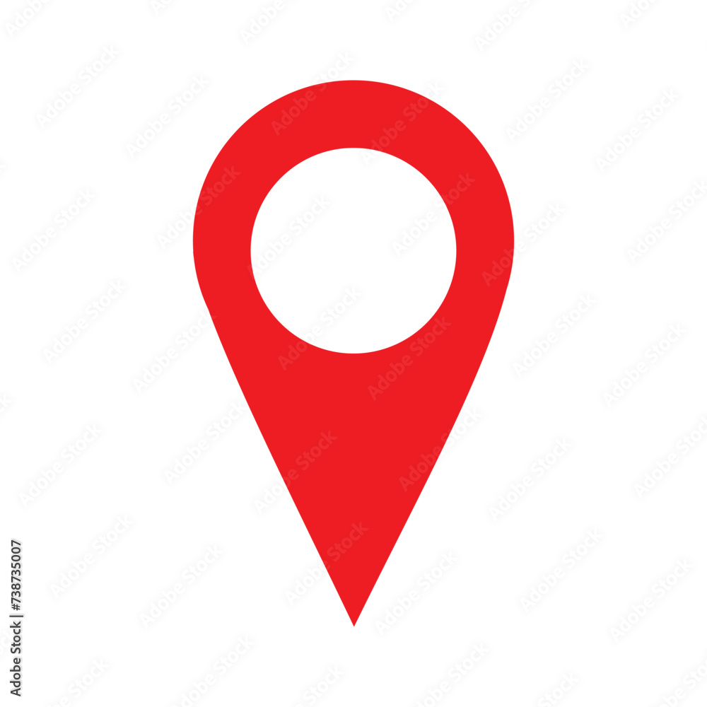 Poster red pin point. map address location pointer symbol.