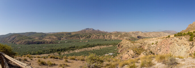 Fototapeta na wymiar Vistas del rio Guadiana menor y los olivares desde un mirador.