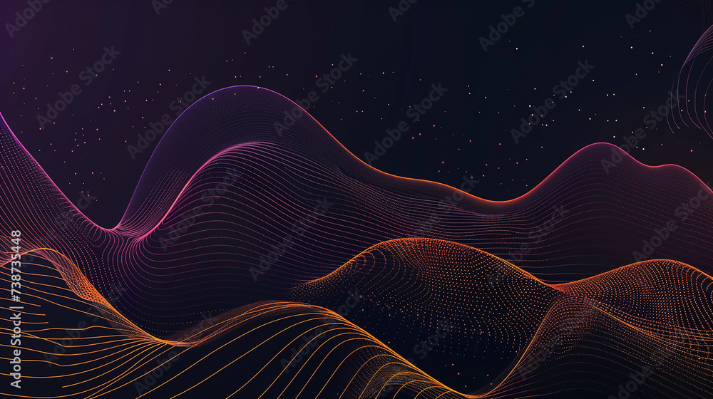 Poster dark abstract background with glowing wave. shiny moving lines design element. business background l