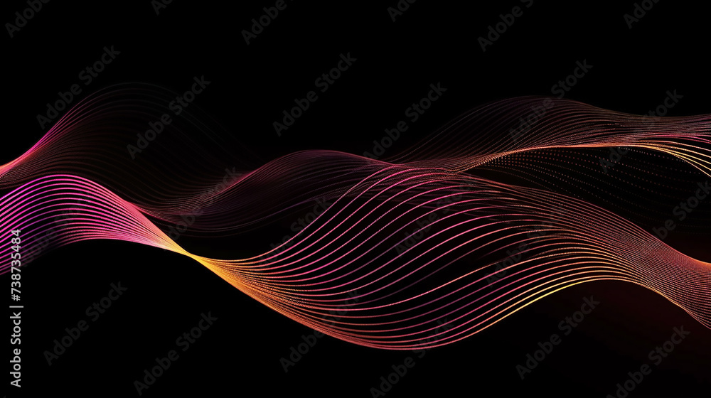 Poster dark abstract background with glowing wave. shiny moving lines design element. business background l