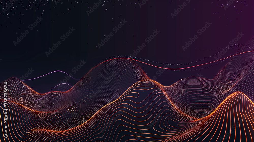 Poster dark abstract background with glowing wave. shiny moving lines design element. business background l