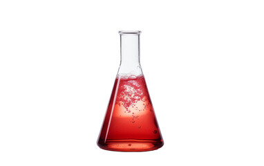 Conical Flask with Bubbling Solution On Transparent Background.