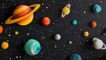 planets in space solar system diagram paper background 