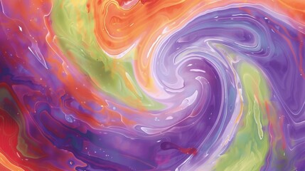 Retro Psychedelic Oil Painting Background in Purple, Green & Orange Tones.